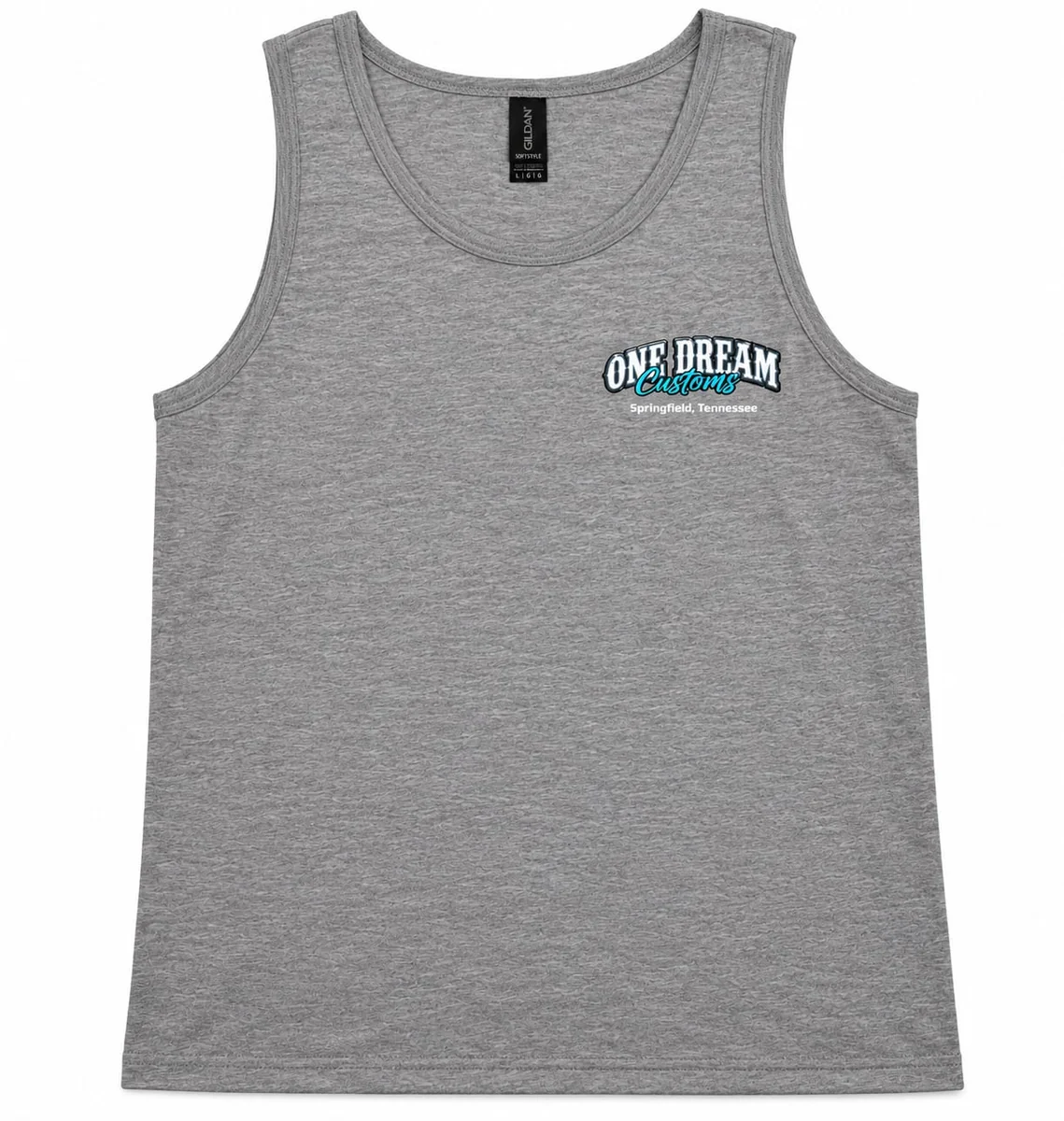 Gray One Dream Customs logo tank top
